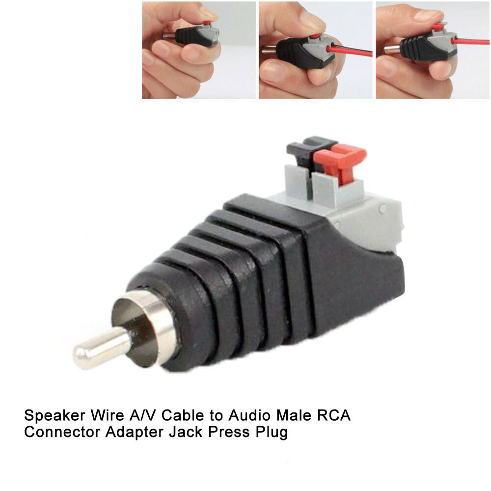 1xSpeaker RCA Connector Wire A/V Cable to Audio Male RCA Adapter Jack Press Plug