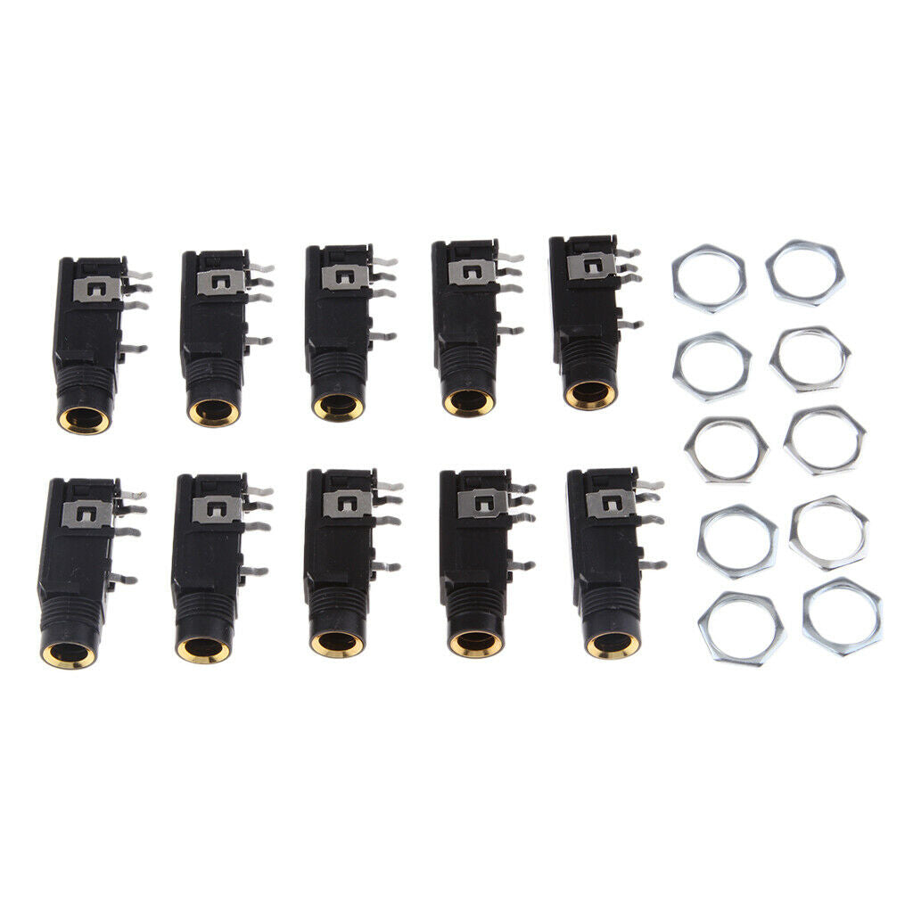 10Pcs 6.35mm/6.35 Stereo Audio Microphone Female Socket/