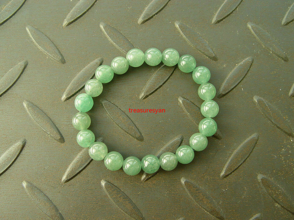 100% Natural Aventurine DongLing JADE Green 8mm Bead Beads Bangle Bracelet AAA