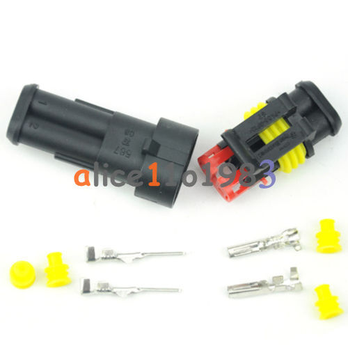 1 Set Waterproof 2 Pin Way Sealed Electrical Wire HID Connector Plug For Car