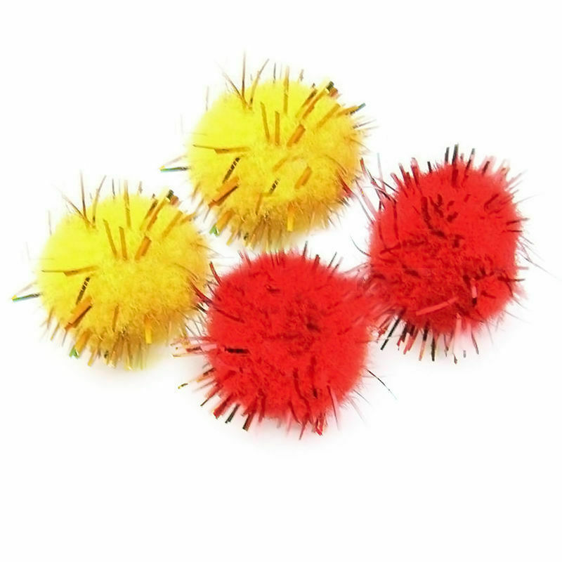 100pcs Glitzy POM POM Balls Sparkly Small Pompom Balls Cat Kitten Toys 1.5cm