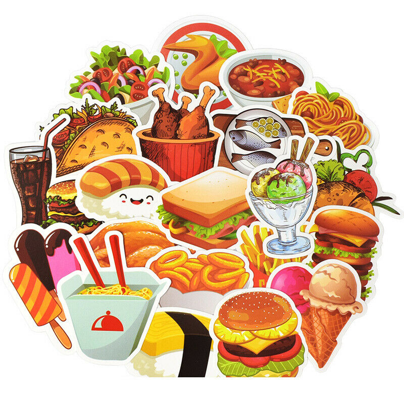 50X Creative colorful food drinks coffee home stickers DIY scrapbook album decor