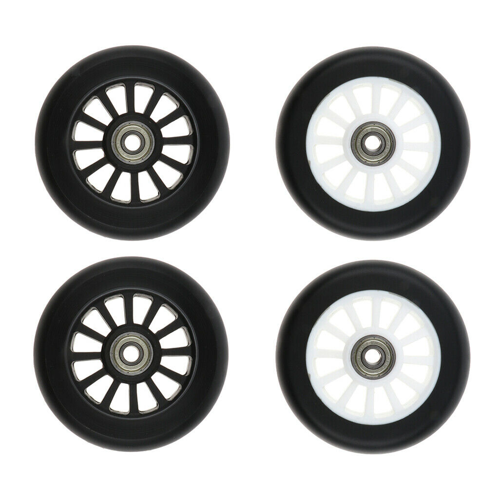 2pcs PU 100mm Scooter Wheels High Elasticity Skates Wheel Replacement Black