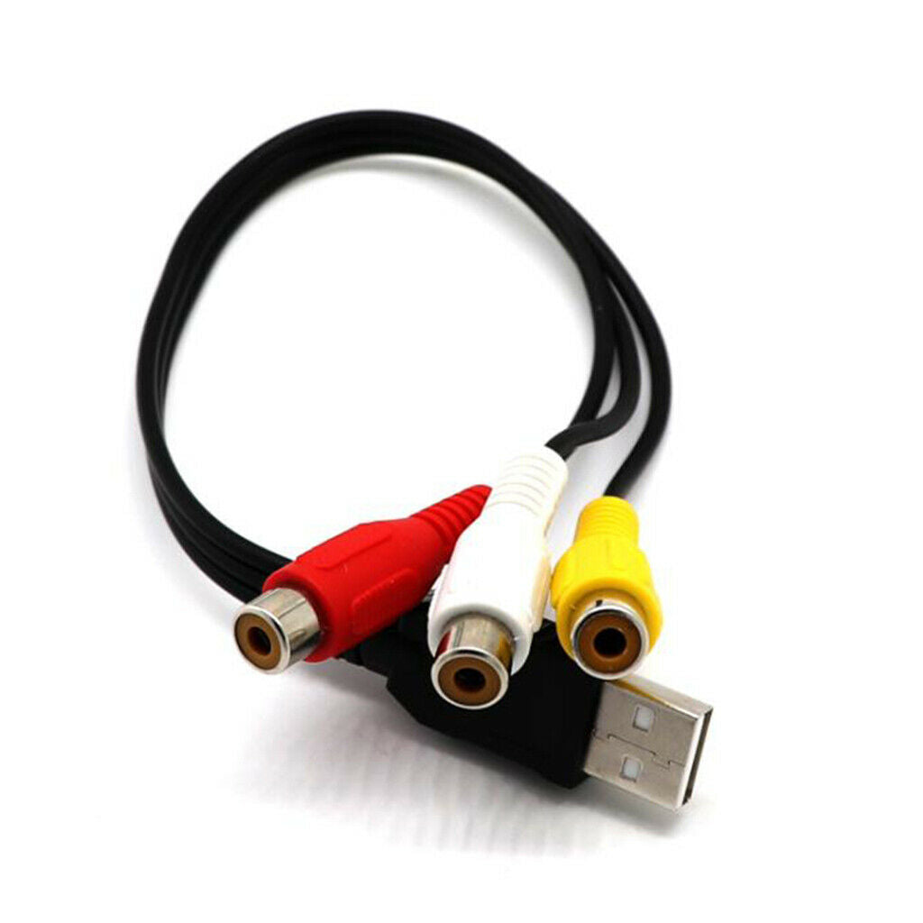 USB Male to 3 RCA Female Video Cord Converter Adapter Wire Cable For HD TV