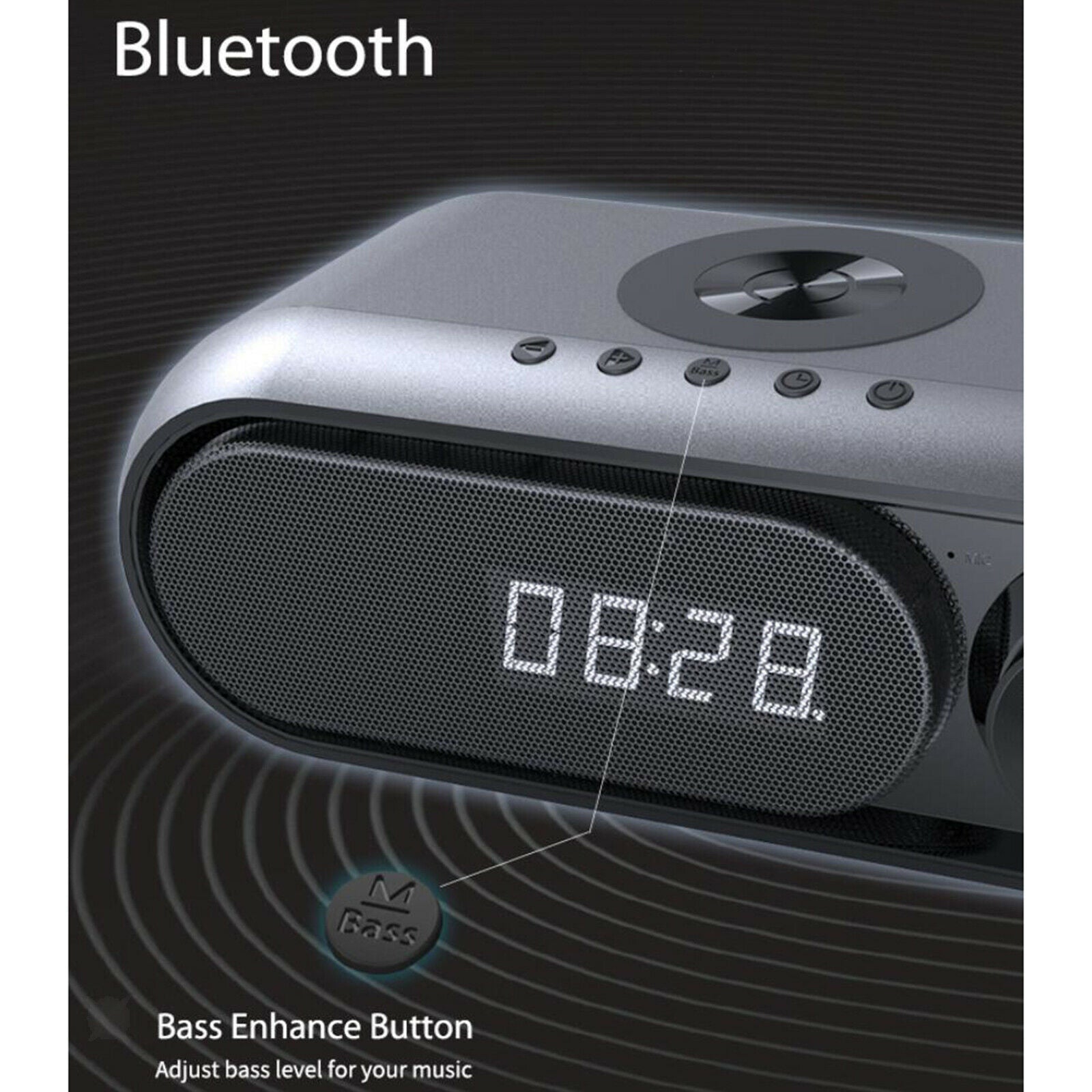 Bluetooth Speaker Wireless Charging for Bedroom Digital FM Radio USB Port