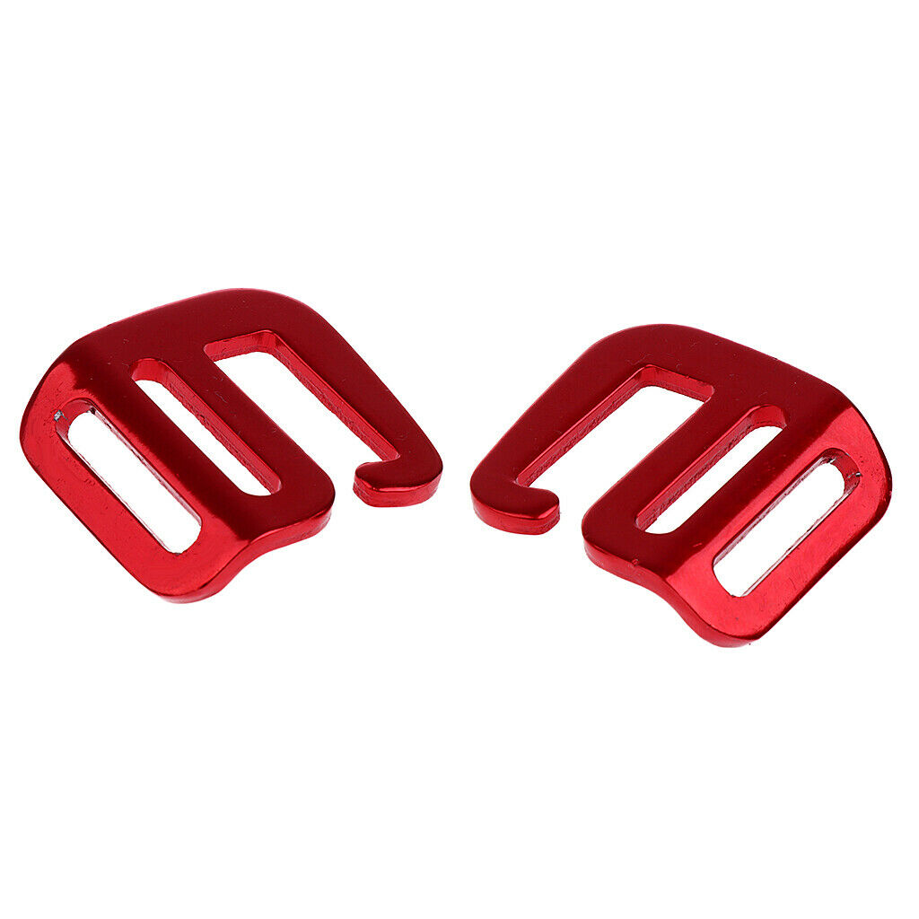 2 Pieces Aluminum Alloy Webbing Strap Buckles G Hook Outdoor Carabiners Red