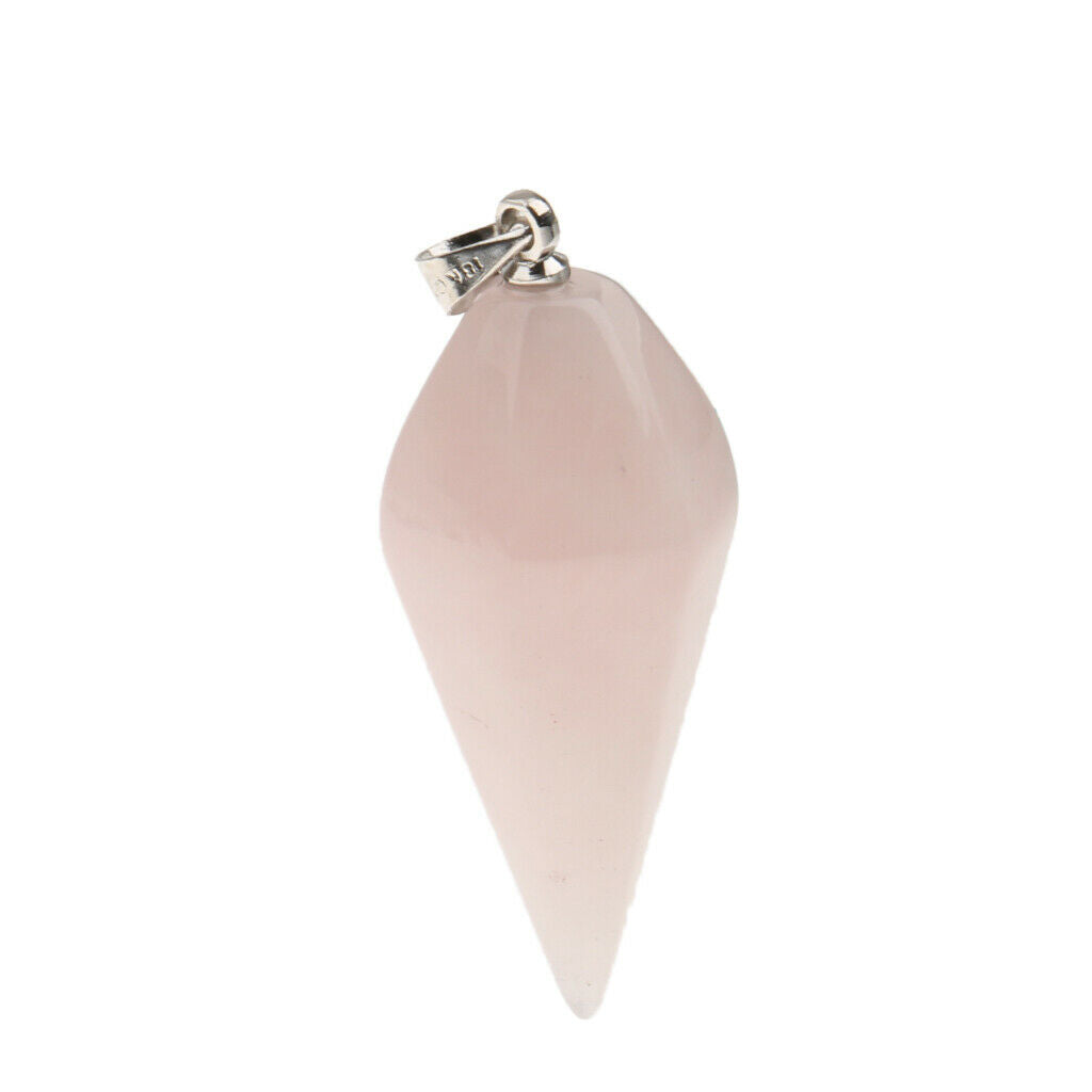Natural Gemstones Hexagonal Pointed Pendant Pink Quartz