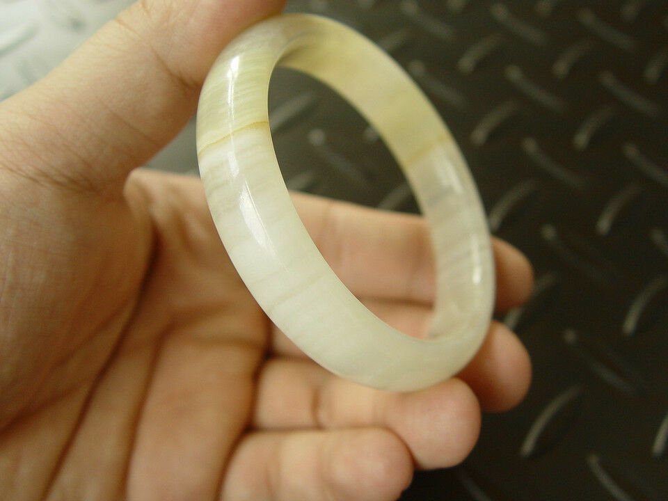 100% Natural Afghanistan JADE Nephrite Green Handmade Bangle Bracelet 58-62mm