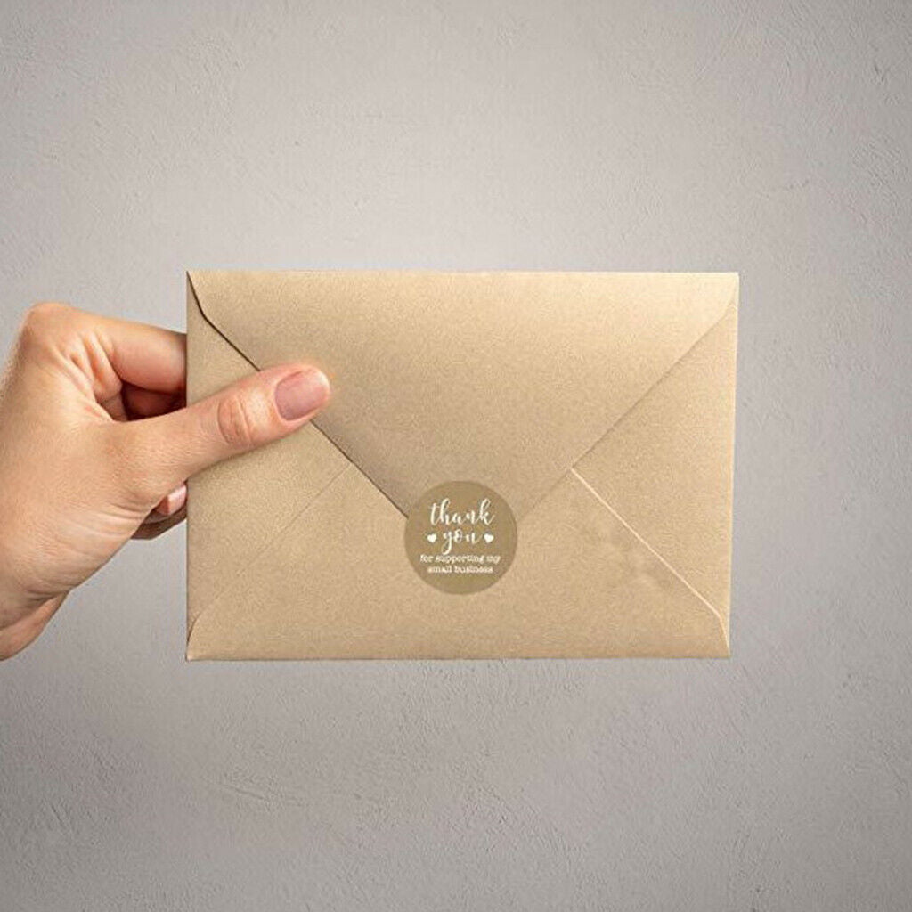(500 Labels Per Roll) 1'' Round Thank You for Letters Kraft Pater Stickers for