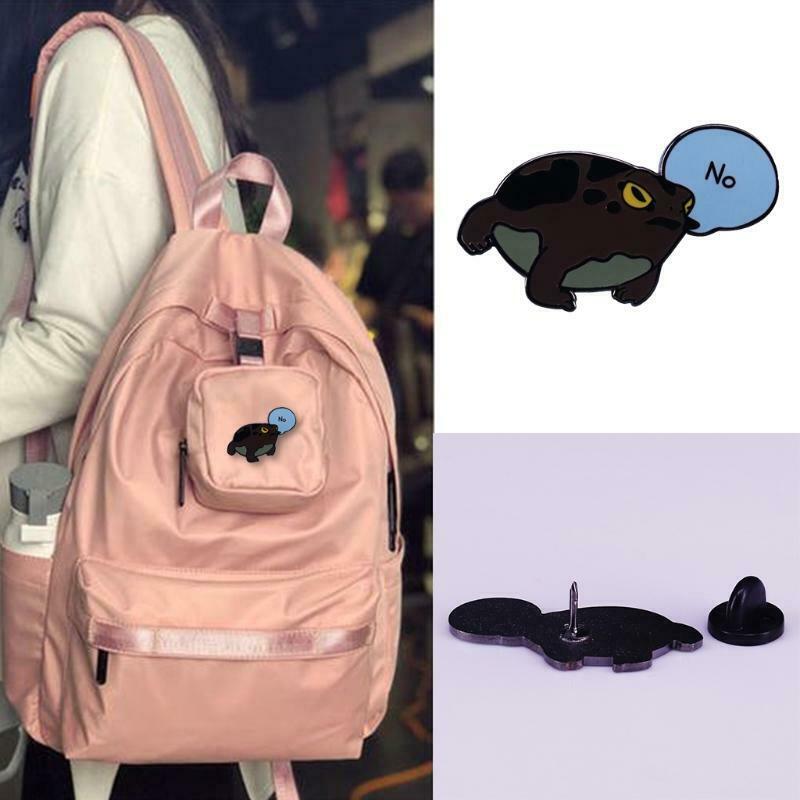 Cartoon Frog Pin Badge Cute Amphibians Funny ''No'' Toad Brooch Jewelry Decor