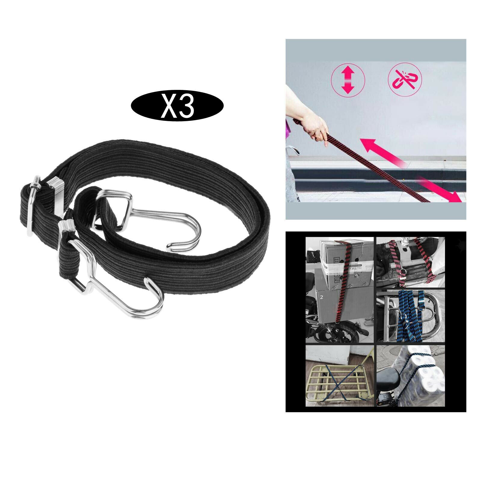 2x Bungee Cord Adjustable Motorcycle Cargo Rack Luggage Strap 0.5m Tie Downs