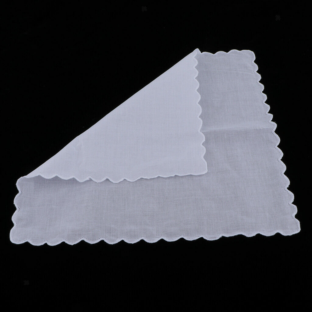 100% Cotton White Handkerchiefs Hanky Pocket Square for Men Women 28x29cm
