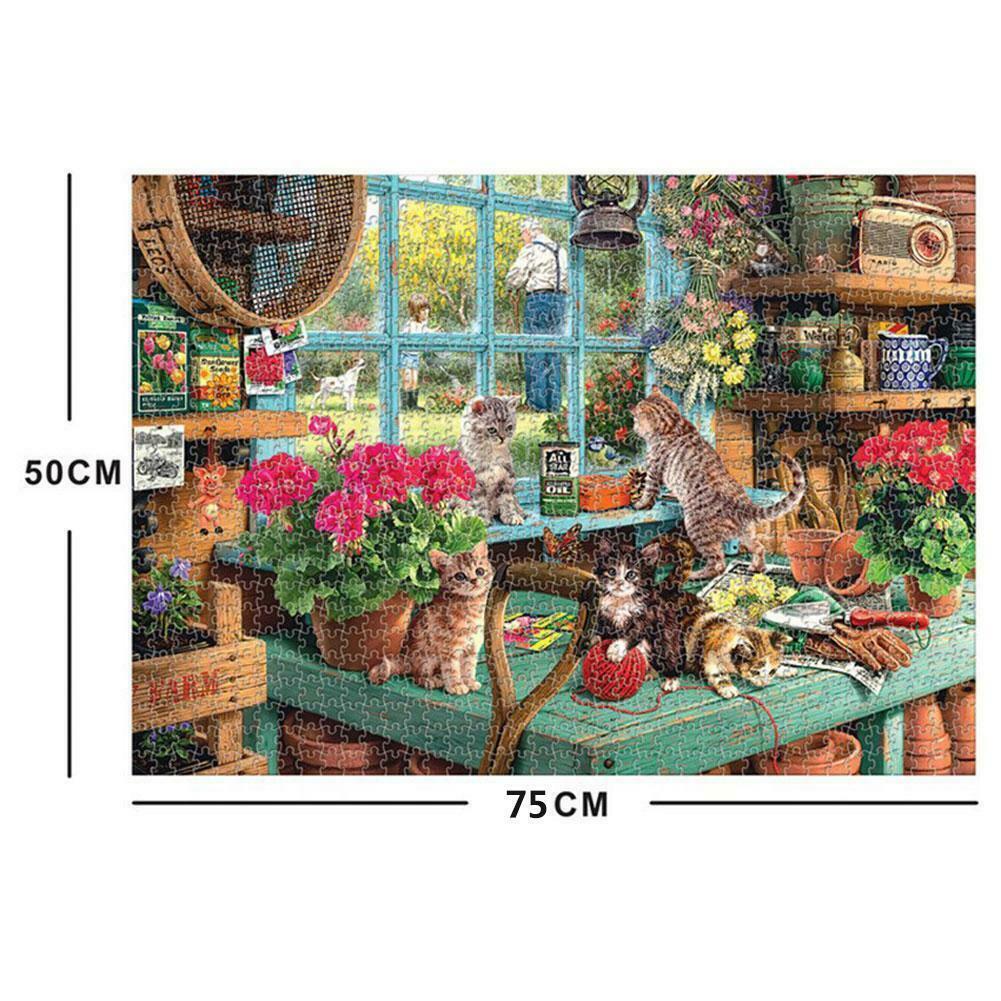 1000 Pieces Jigsaw Puzzles Lovely Cute Cats In the Balcony Animals Games Puzzle