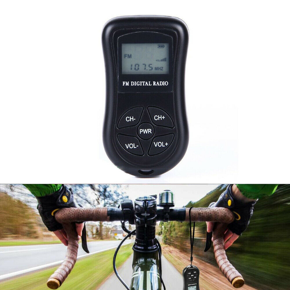 HRD-107 Portable Mini Digital FM Radio Receiver with Earphone Hand Strap Sports