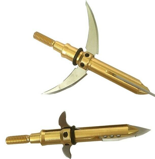 12pcs Hunting Broadhead 100Grain Barbed Sharp Blade Arrowheads Field Points Tips