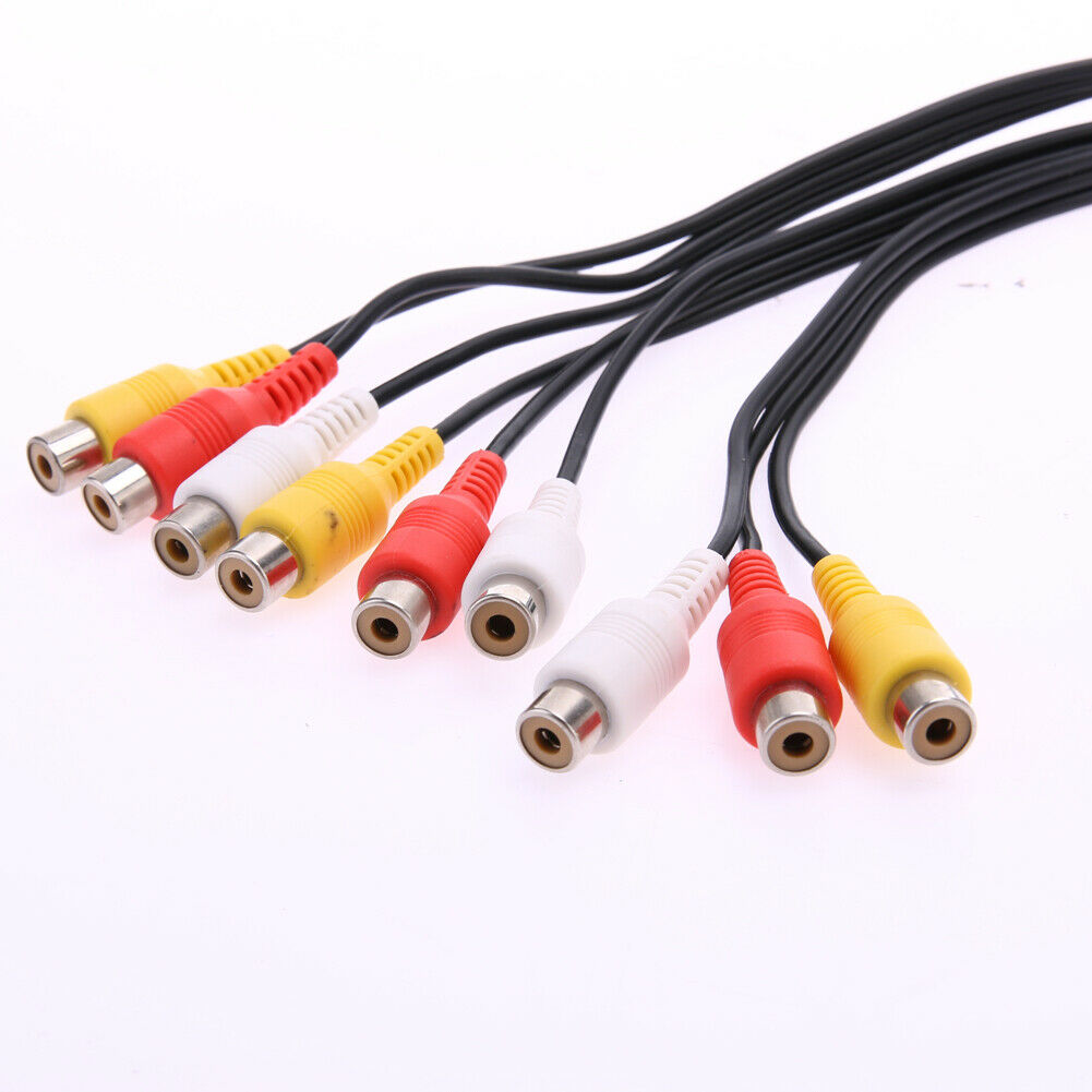 3 RCA Male to 9 RCA Female Composite Audio Video AV Cable Splitter for DVD @