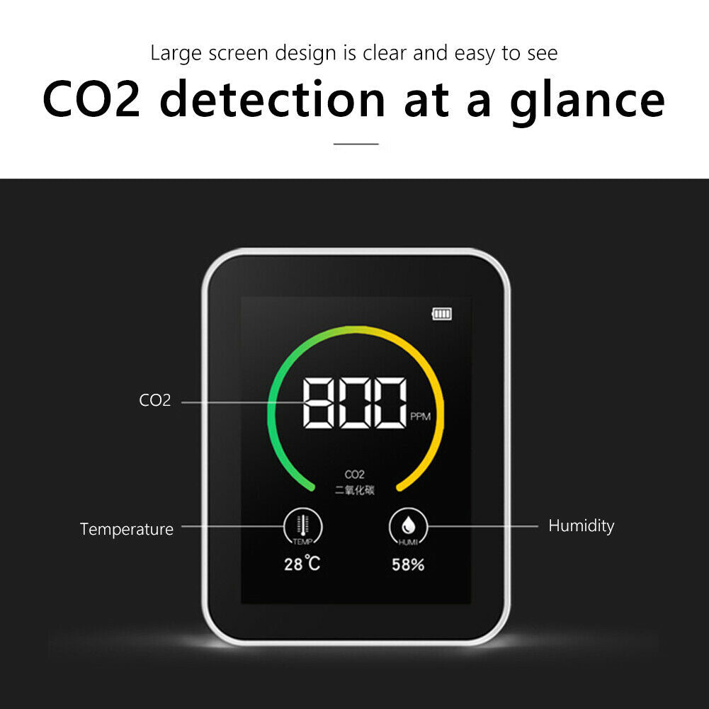 Indoor CO2 Detector NDIR Sensor Carbon Dioxide Temperature Humidity Meter @