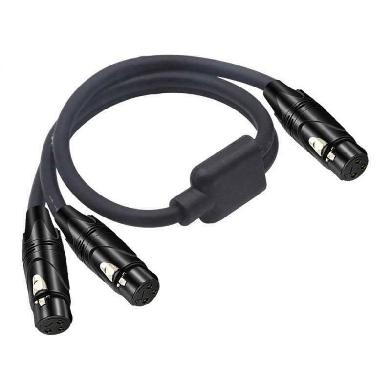 3Pin XLR Female To Dual 2 Female Plug Y Splitter Adaptor Audio Guitar Cable