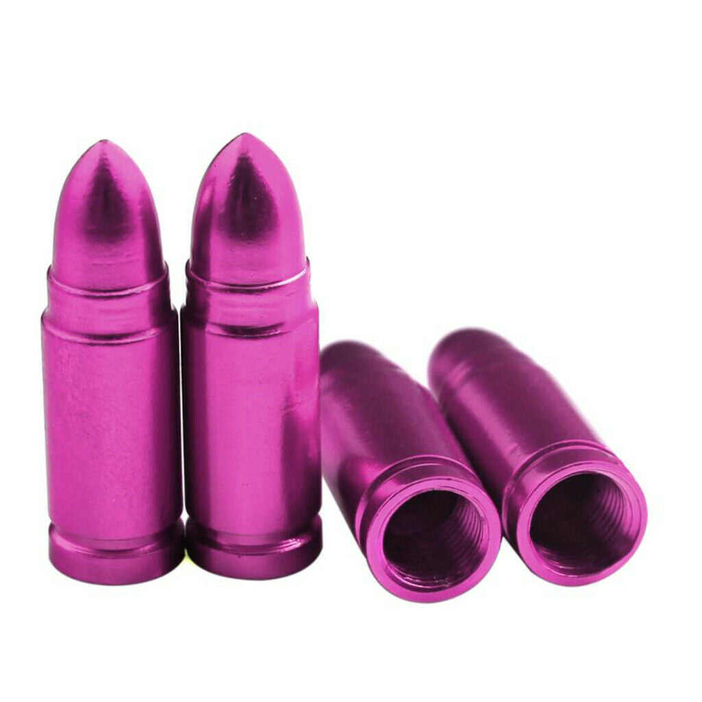 4 Pieces Car Truck Wheel Stem Aluminum Bullet Tyre Valve Cover Caps Purple