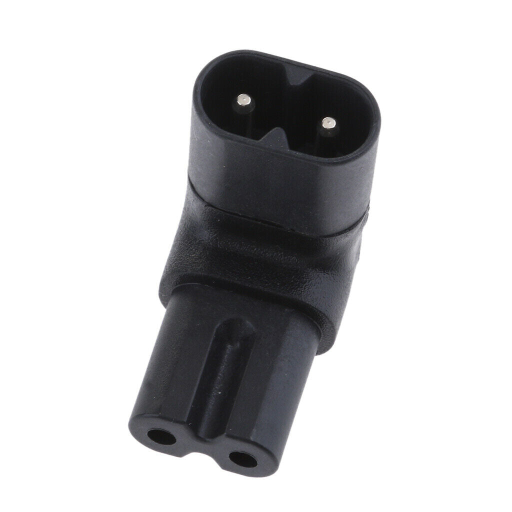 IEC320 C8 to C7 90 degree upward angled right angle AC power adapter.