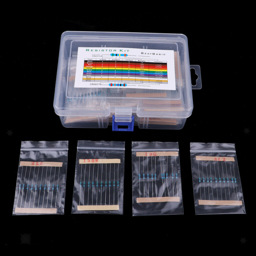 1000pcs 50 Values 1 ohm - 10M ohm 1/4W Resistors Assortment Kit Assorted Set