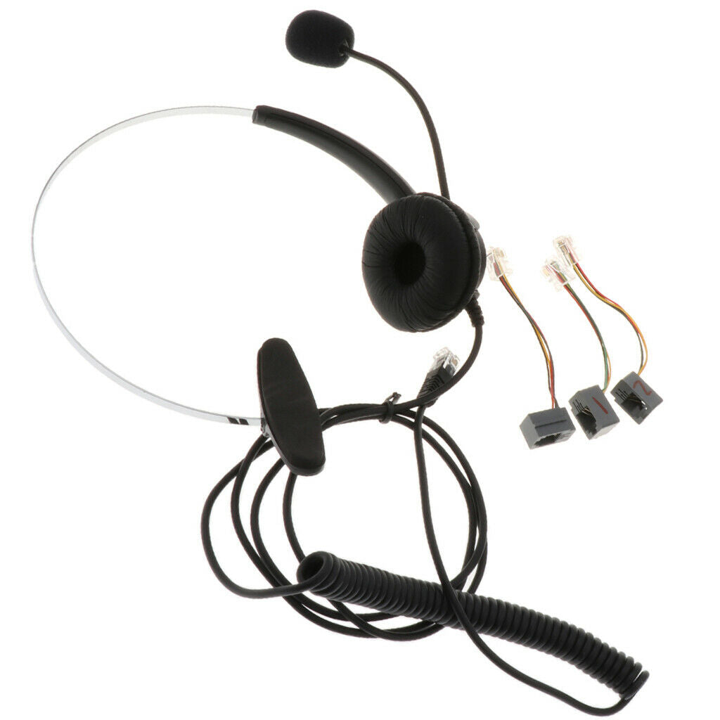 Telephone Headset Noise Cancelling w/ Mic RJ9 Plug for Call Center Telephone .