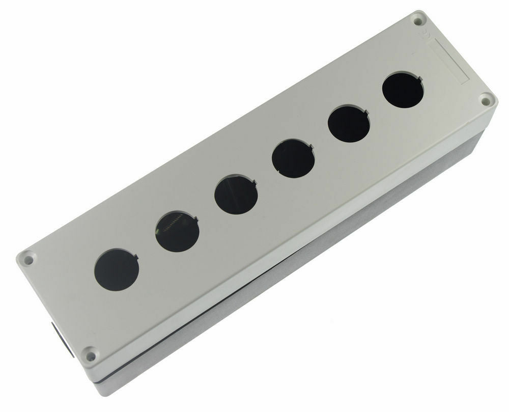 (1)HJ9-6W Pushbutton 6 Switch Control Station Protector Box Black &White 6Holes