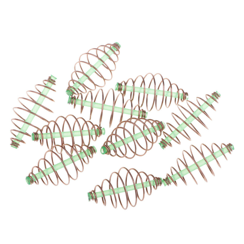 10 Packs Metal Spring Bait Thrower Feeder Coil Bait Cage Spring Fishing