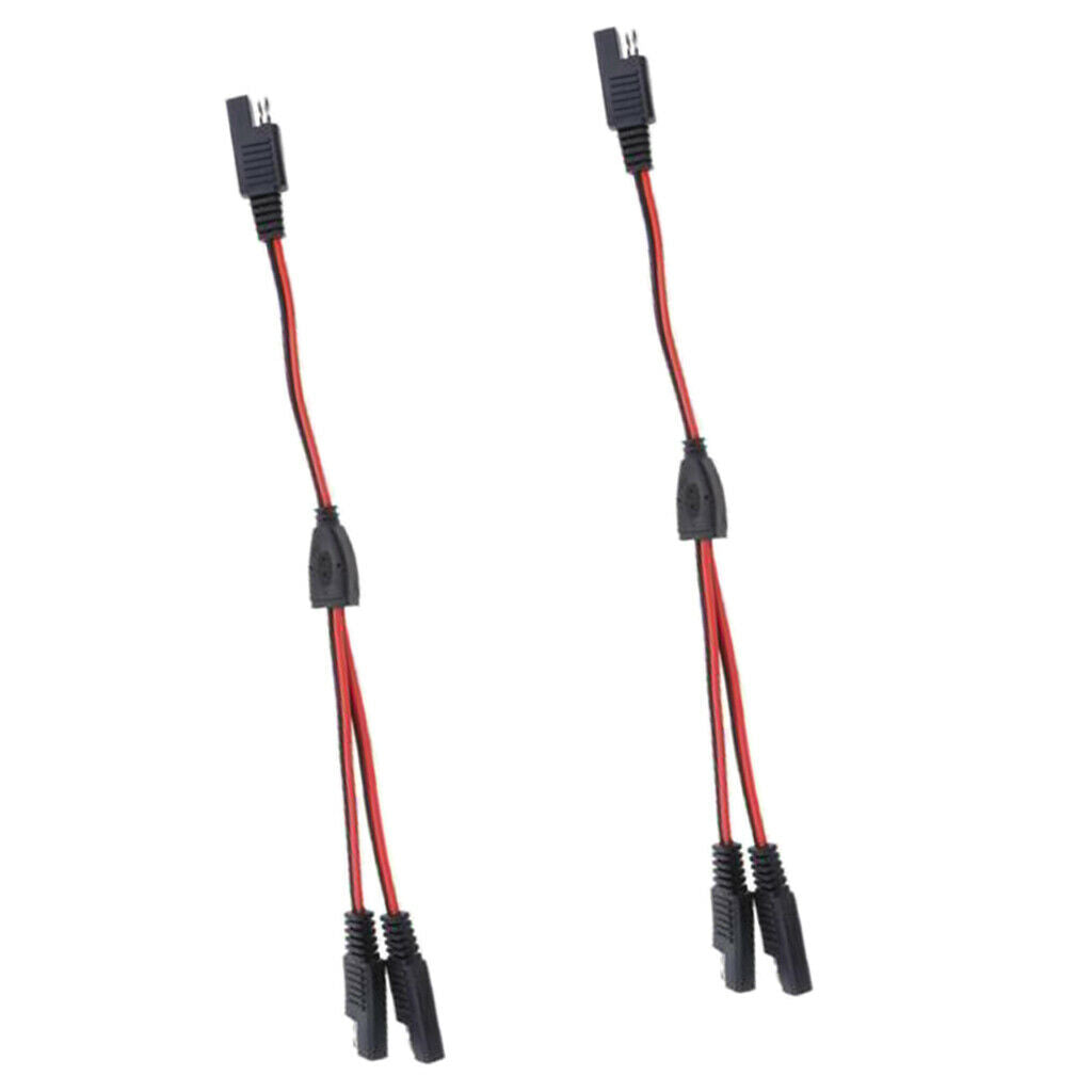 2Pcs Solar Battery Adapter Cables 18AWG 3 Way SAE Extension Y Splitter Cord