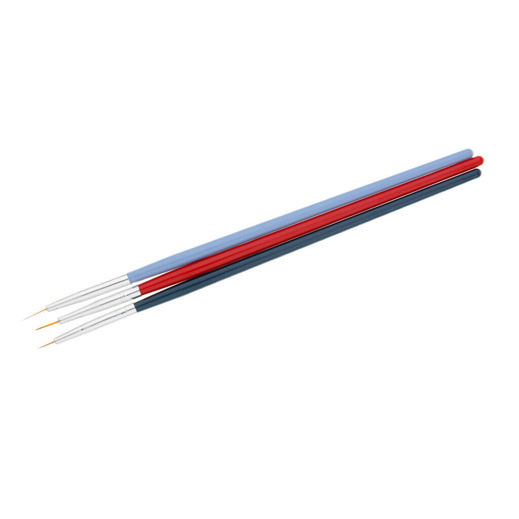 3pcs Nail Art UV Gel Liner Drawing Brush Flower Painting Acrylic Pen Tool