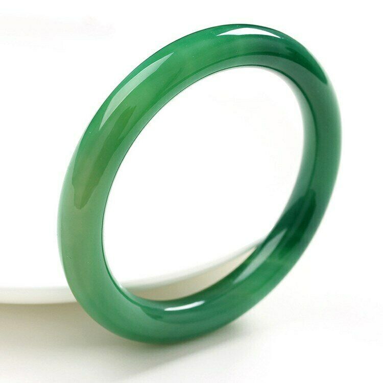 100% real green agate jade bracelet Hand-Carved Bangles Lady Party Gift 58-62mm