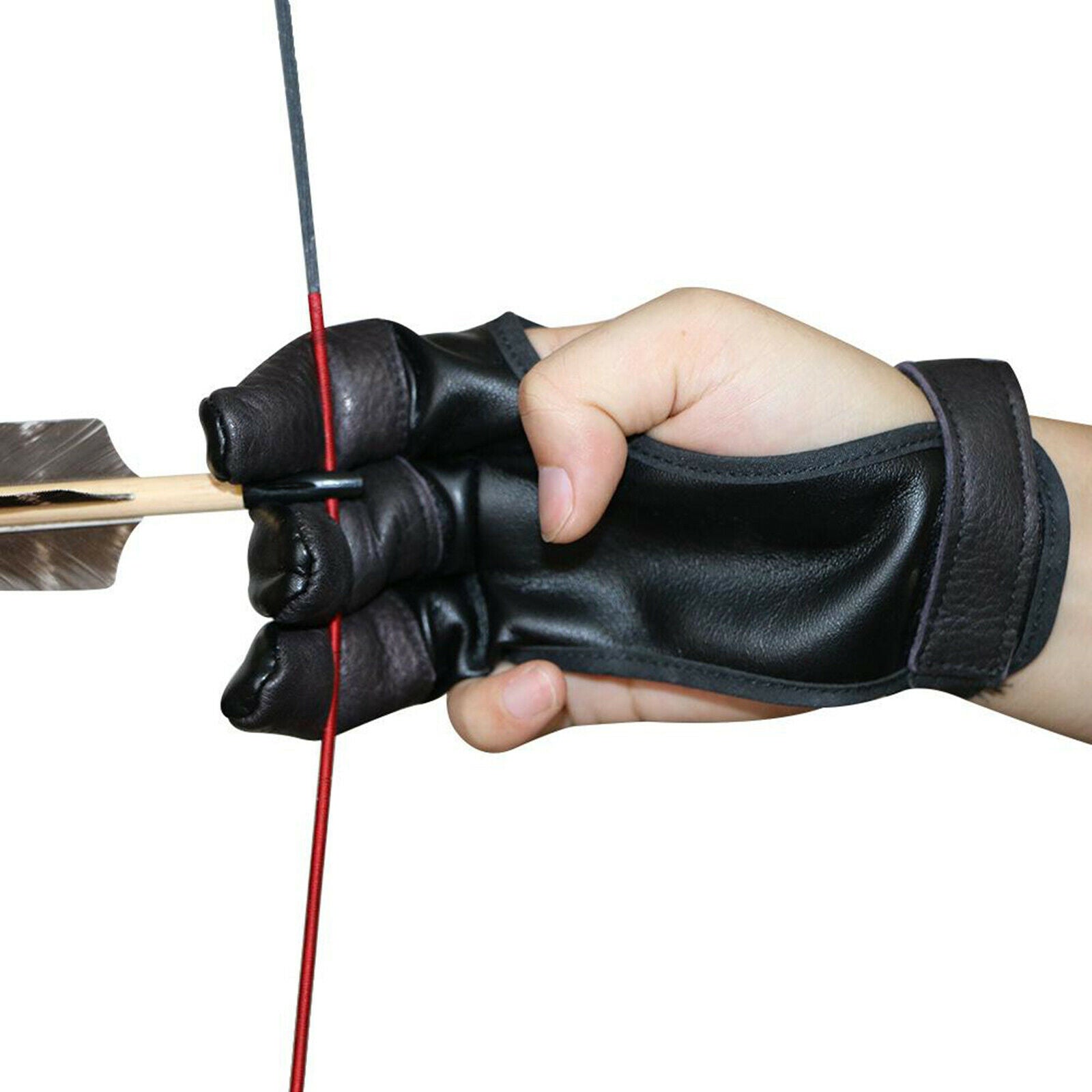 Durable Leather Archery Gloves 19x5cm Compound Bow Fingers Tab Protector