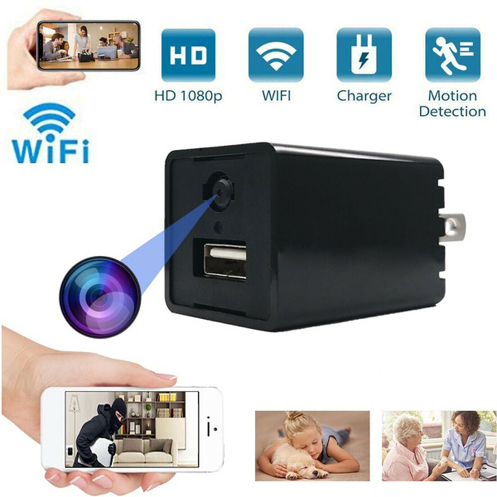 Portable USB Charger Camcorder Camera for Recorder Nanny Outdoor Covert