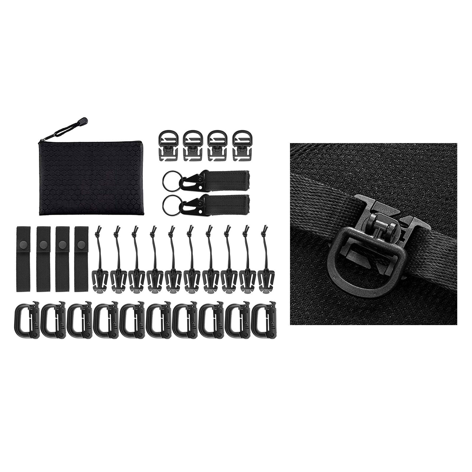 30Pack Attachments for Molle Backpack 360 Rotation D-Ring Clip MOD Strap