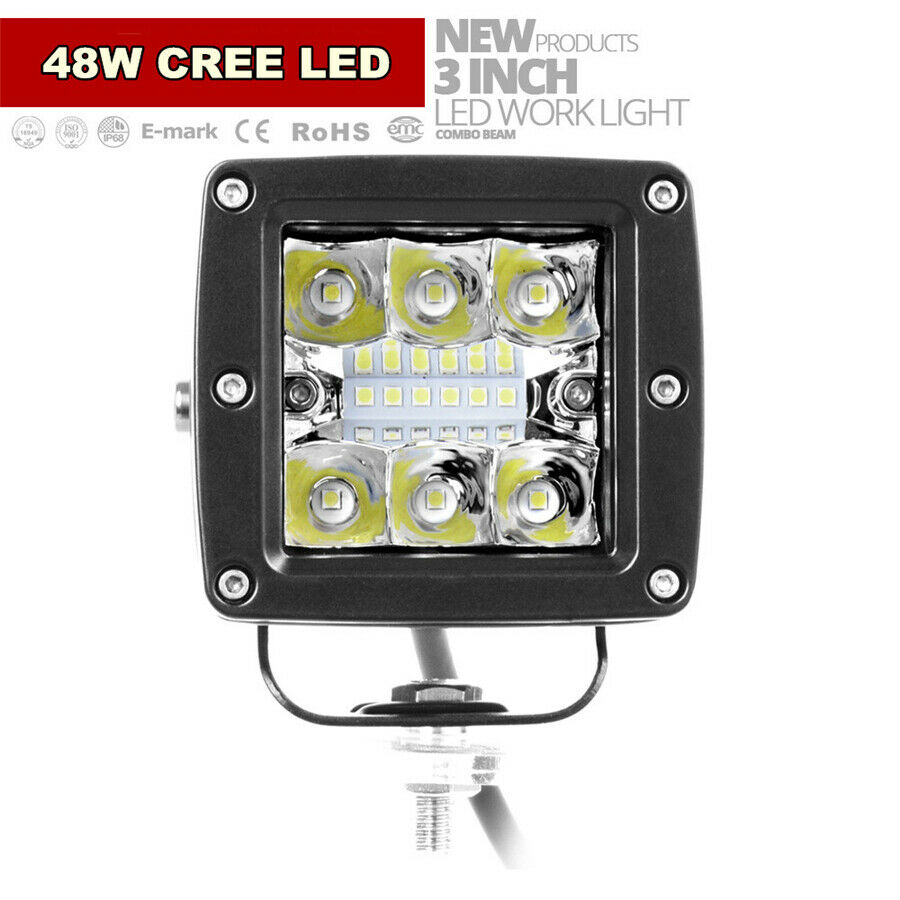-XN3Inch 48W LED Car Off-Road Bumper Reverse Lamp Combo LDE Work Light 9600LM