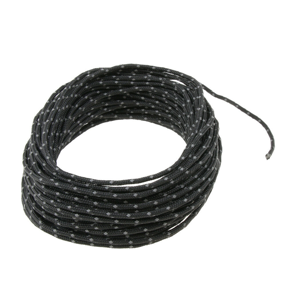 Tent Rope Reflective Camping Tent Guide Rope Guy Line Awning Cord 50ft Black