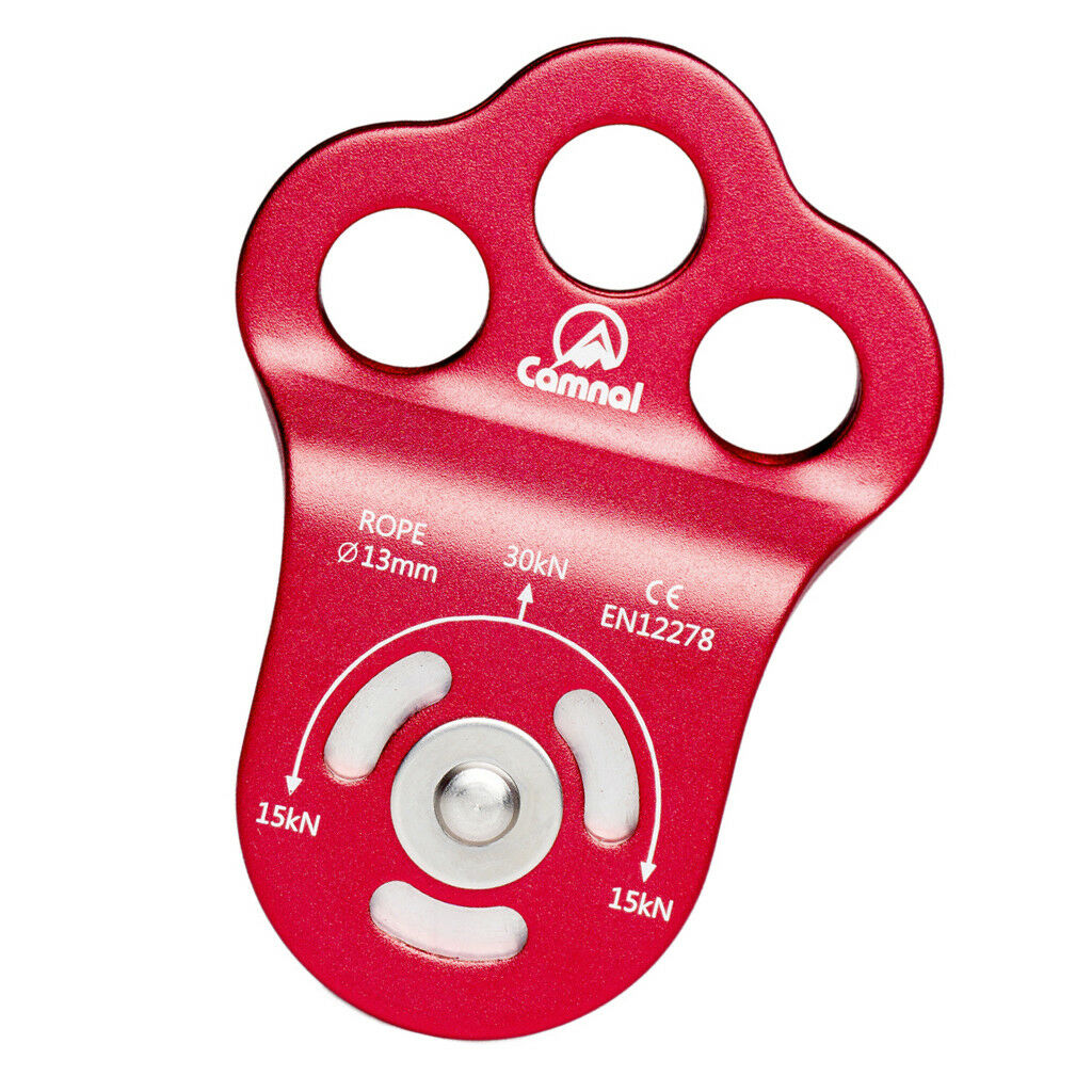 30KN Fixed Side Single Climbing Pulley Arborist Equipment for 13mm Rope red