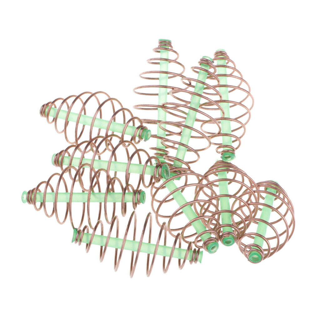 10 Packs Metal Spring Bait Thrower Feeder Coil Bait Cage Spring Fishing