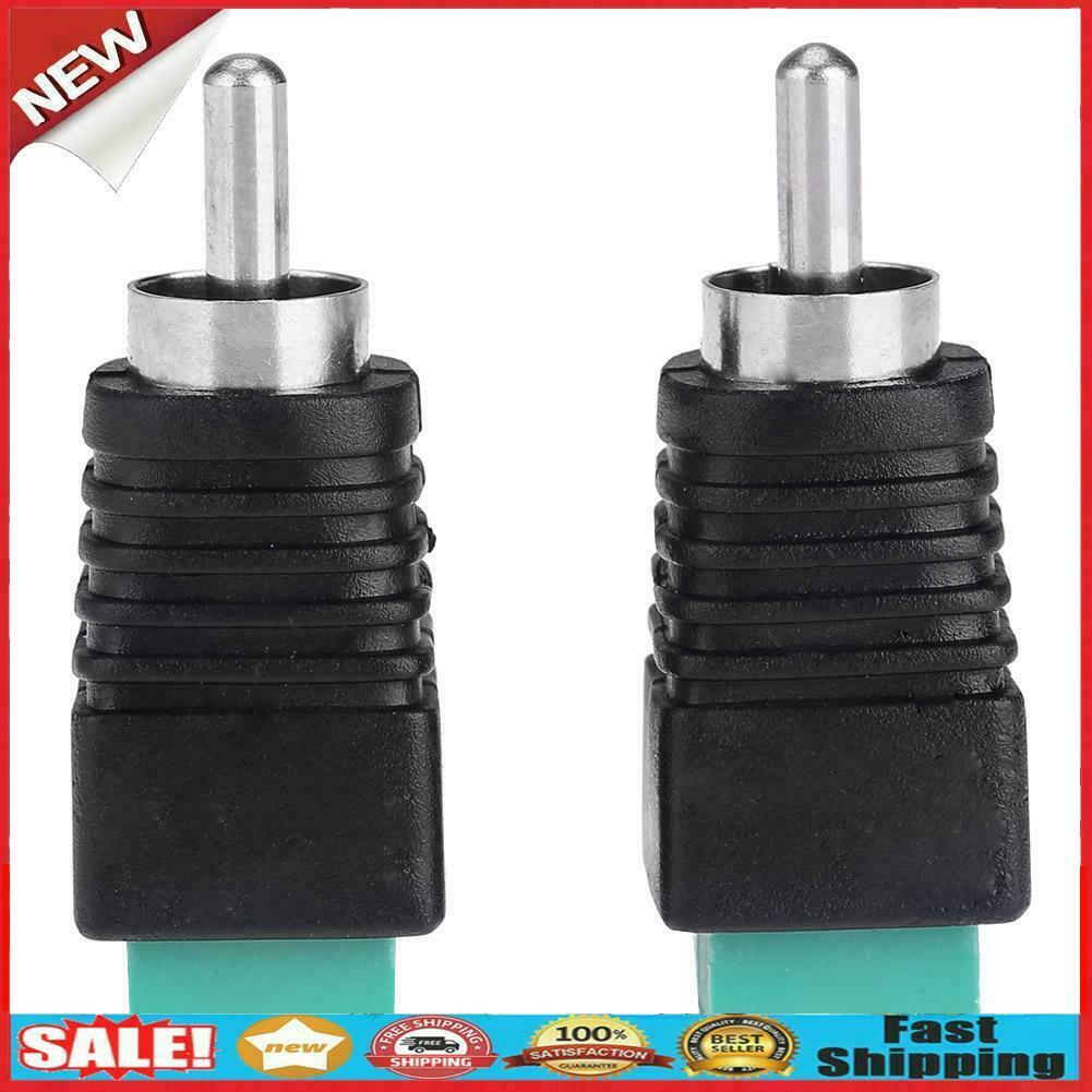 2pcs Speaker Wire Cable to Audio Male RCA Connectors Adapters Jack Plug @