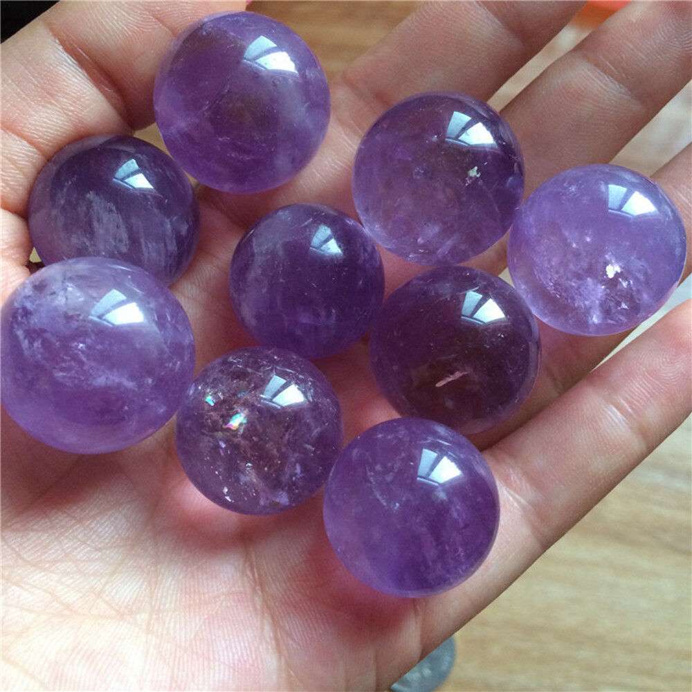 100% Natural Amethyst Quartz Sphere Big Pretty Crystal Ball Healing Purple Stone