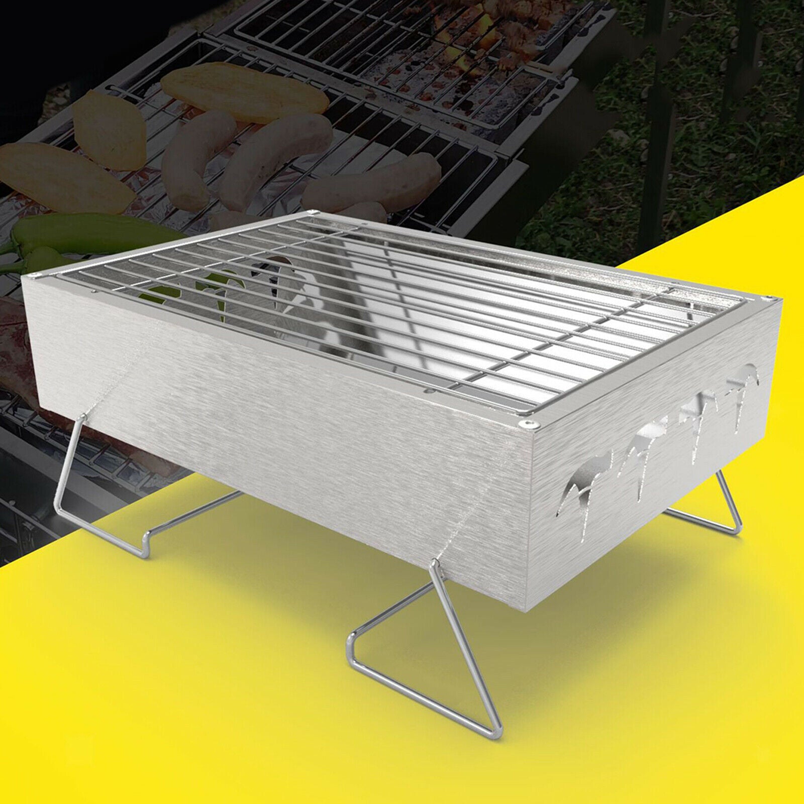 Charcoal Stove Portable Folding Stainless Steel Charcoal BBQ Grill Tool