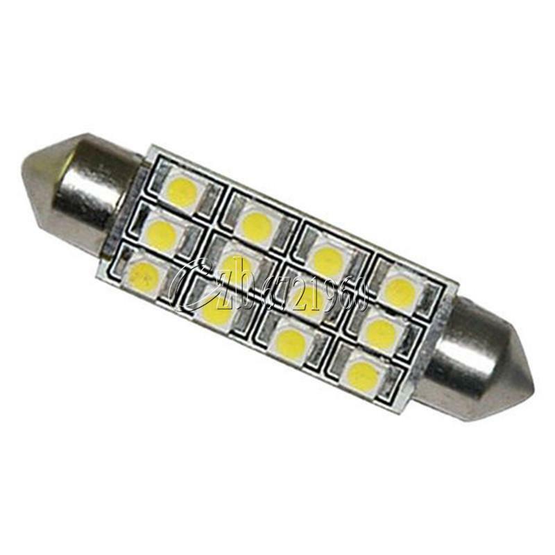 2PCS 3528-SMD 12 LED Car Dome Bulb Light Interior Festoon Lamp 42mm White Great