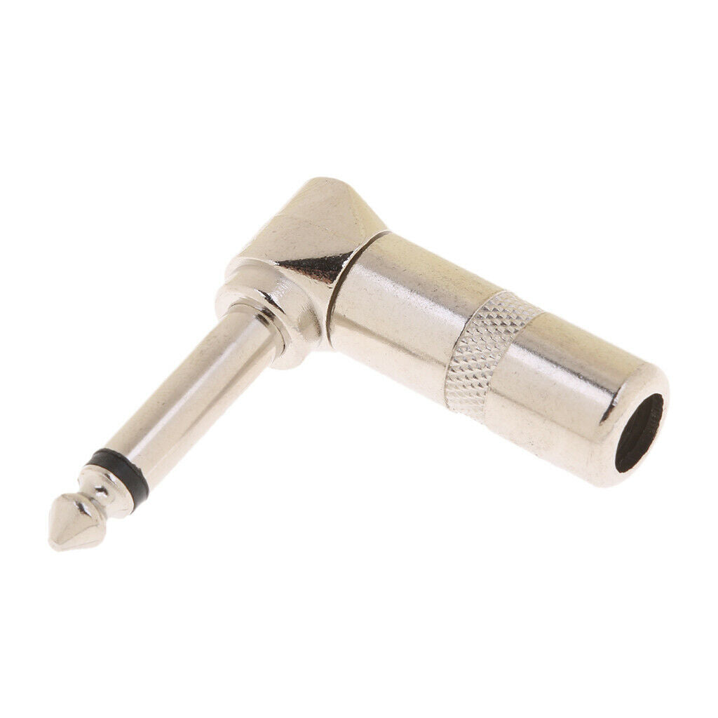 2X 1/4'' 6.35mm Right Angle 90 Degree Mono   Audio Adapter Welding Connector