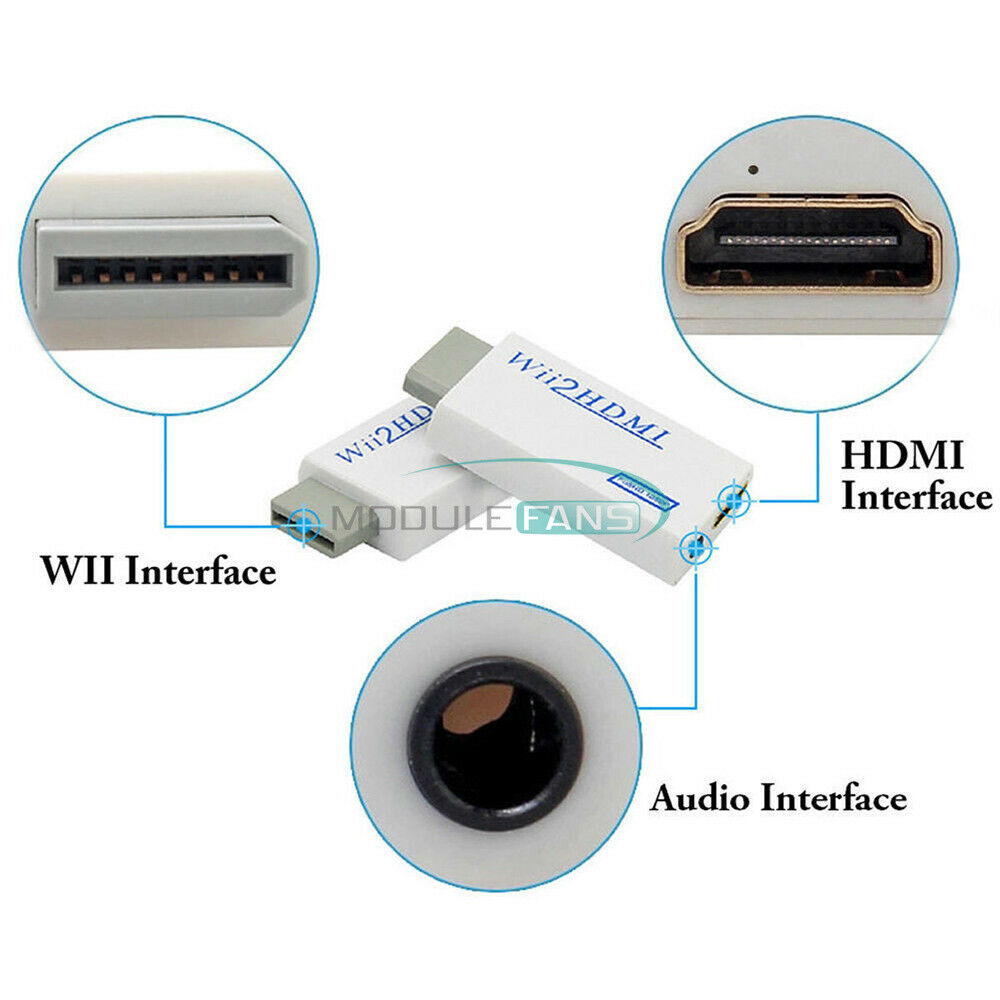 For Wii to HDMI Wii2HDMI Full HD Converter Adapter 3.5mm Audio Output Portable