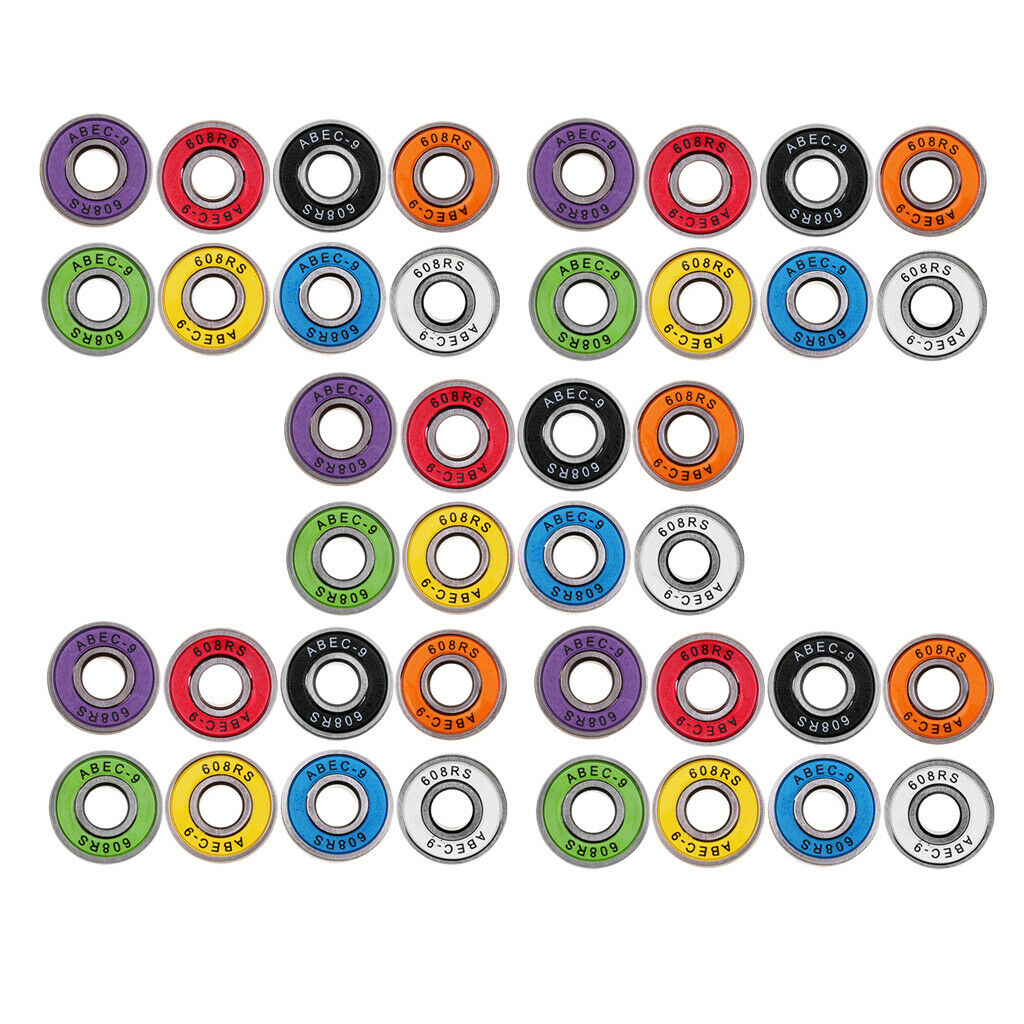 40 Pieces Frictionless Abec 9 Skateboard Bearing for Longboard Hockey Roller