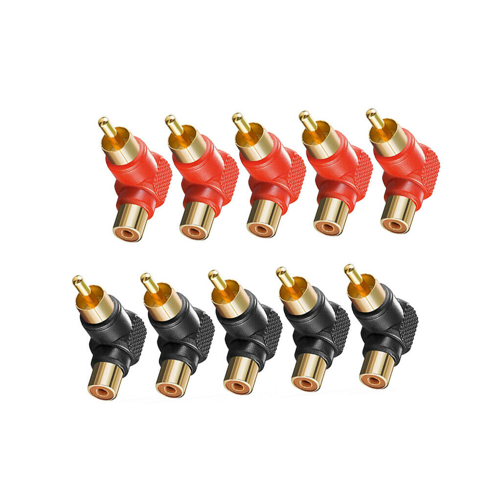 10pcs Right Angle RCA Adaptor Male To Female Plug Connector Audio Adapters