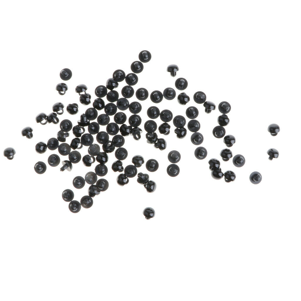 100 Pieces 9mm Plastic Black Mushroom Domed Sewing Buttons DIY Animal Toys Eyes