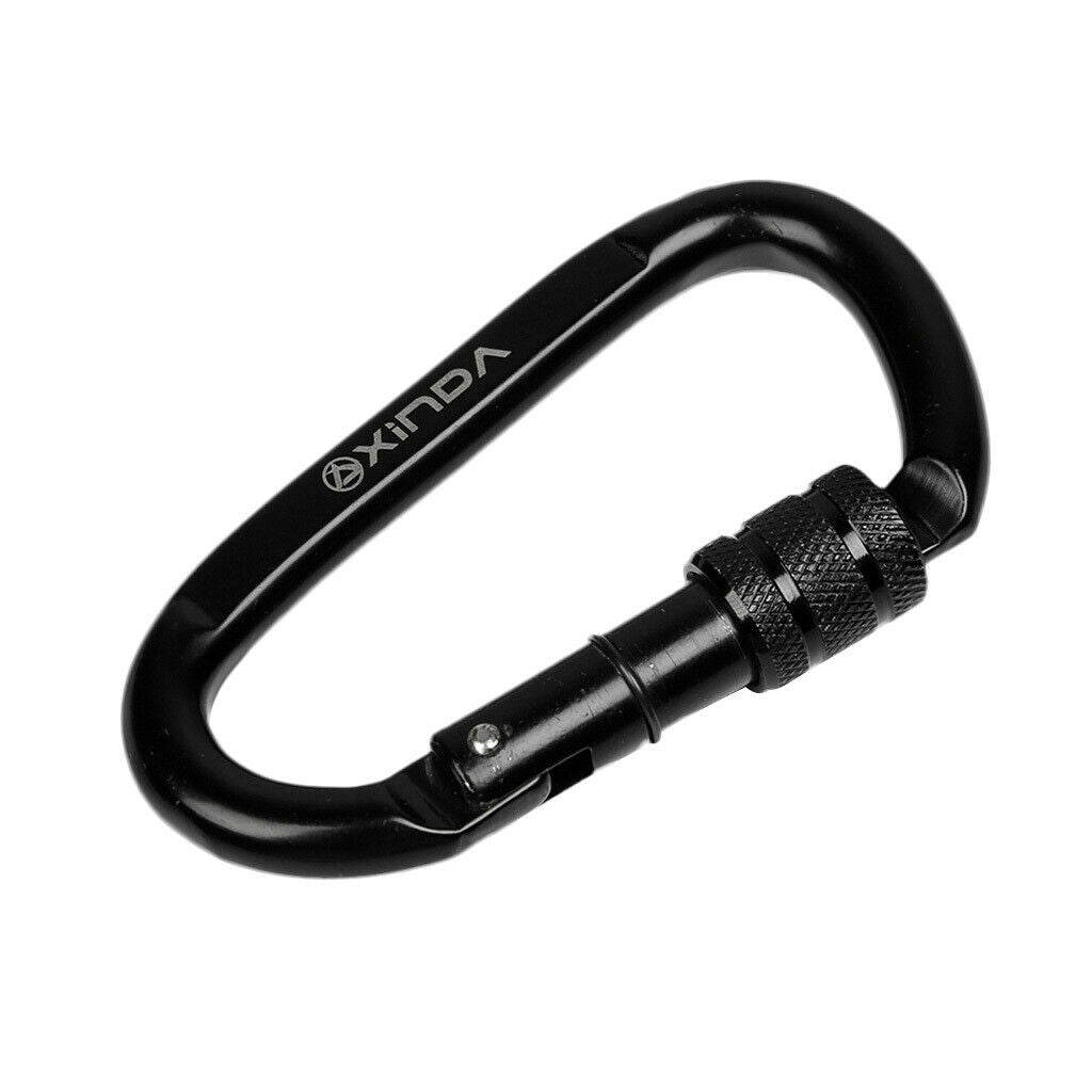 30KN D-ring Strong Screw Locking Carbon Steel Carabiner Climbing Karabiner