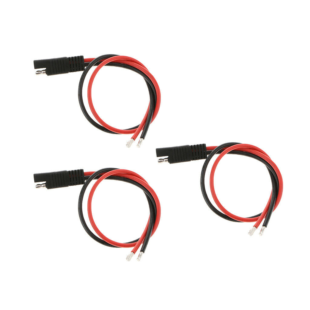3pcs 12AWG 30A Solar Battery SAE Plug Harness Extension Cable 400mm