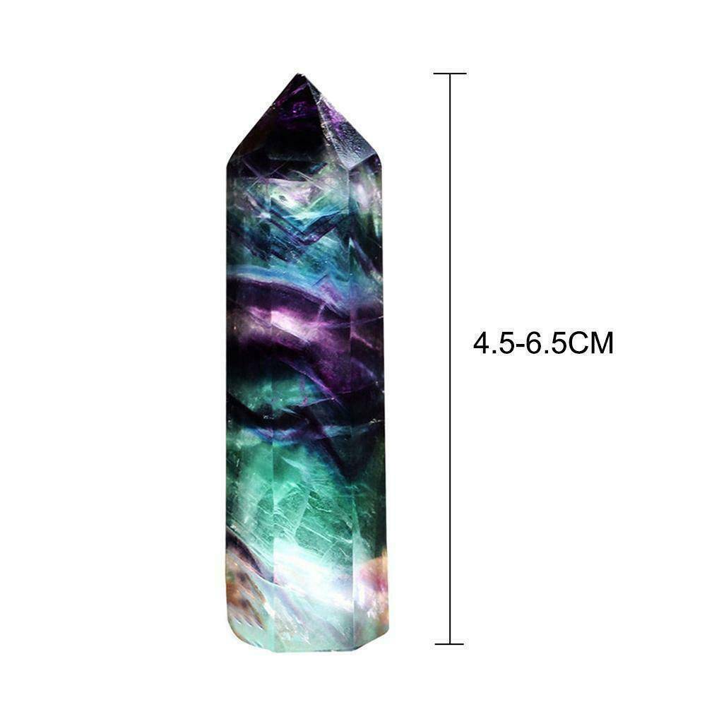 100% Colorful Natural Fluorite Quartz Crystal Stone Point Healing Hexagonal Wand